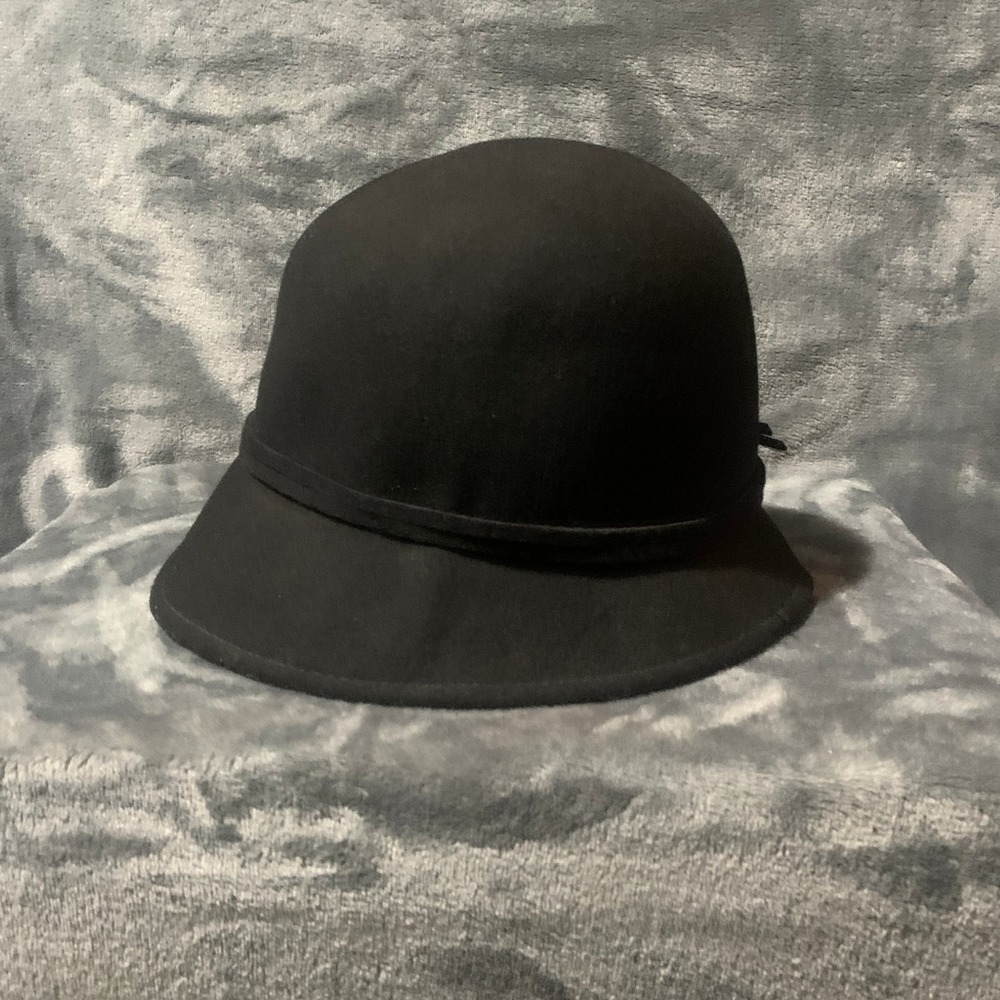 Croft & Barrow Women's Black Wool Cloche Bucket Hat with Tie Detail Vintage - Picture 4 of 10